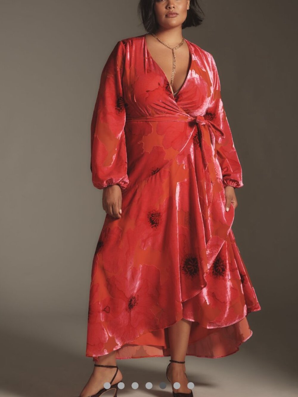 New Anthropologie Hutch Long-Sleeve V-Neck Wrap Midi Dress Velvet XL - Picture 6 of 6